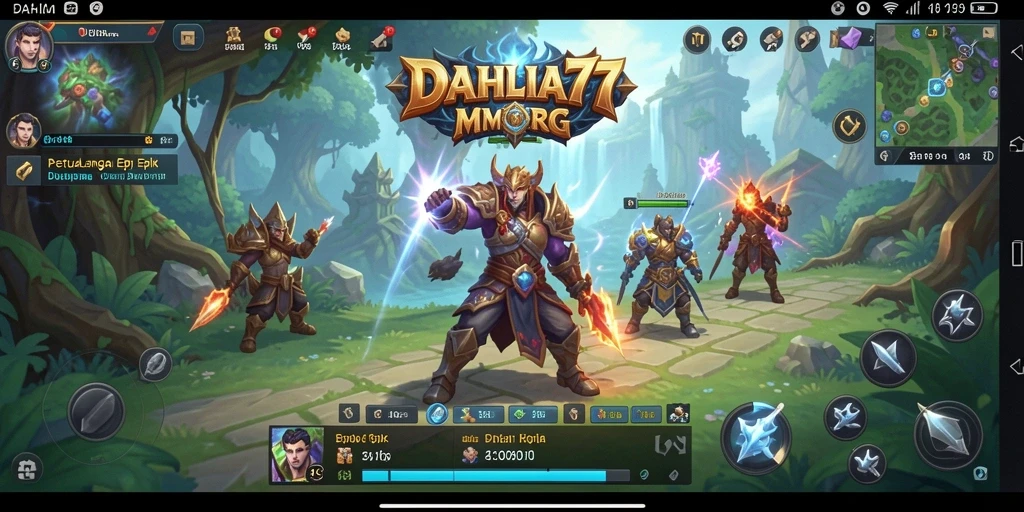 Screenshot gameplay DAHLIA77 yang menampilkan pertarungan epik dalam MMORPG.
