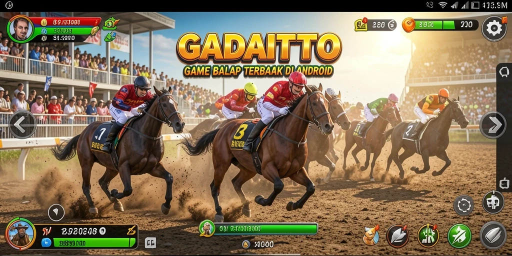 Screenshot utama GADAITOTO yang menunjukkan aksi balap mendebarkan.