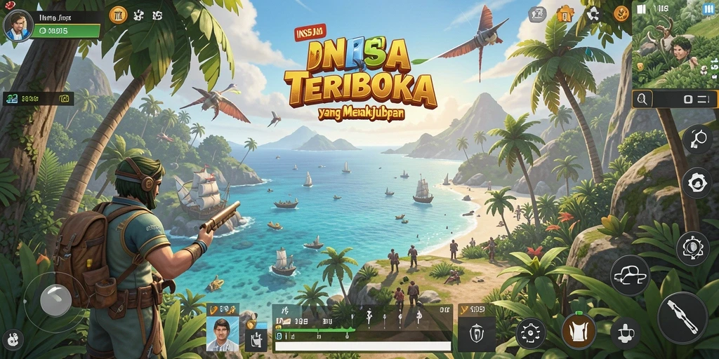 Tangkapan layar gameplay INS55 menampilkan eksplorasi dunia terbuka yang luas.