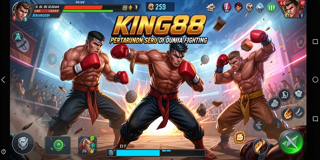 Gameplay KING88 yang intens dan mendebarkan dalam pertarungan Fighting.