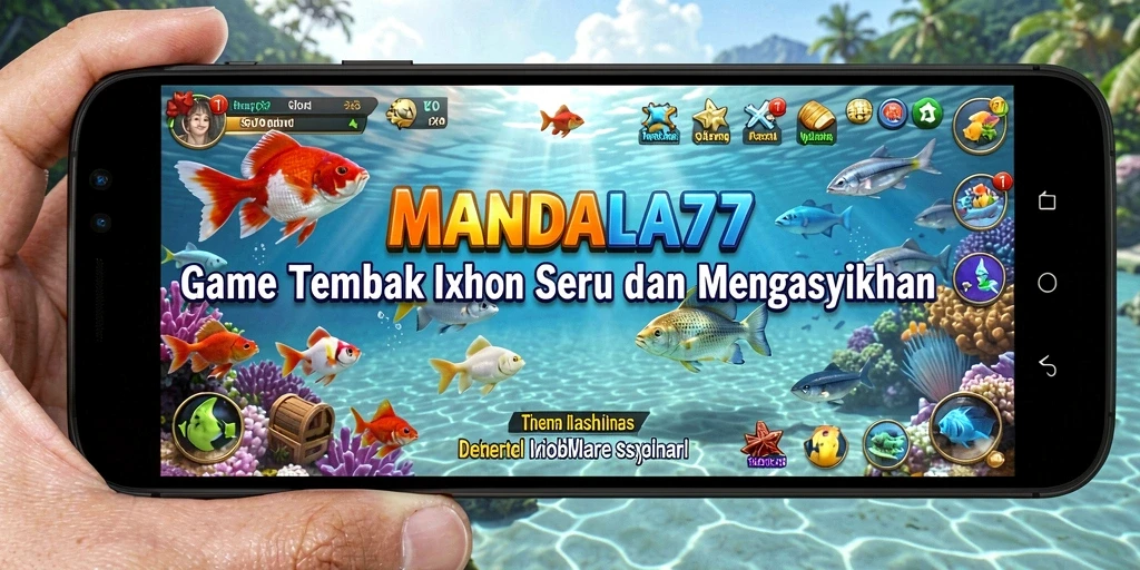 Gameplay seru Tembak Ikan di MANDALA77 dengan berbagai ikan warna-warni.