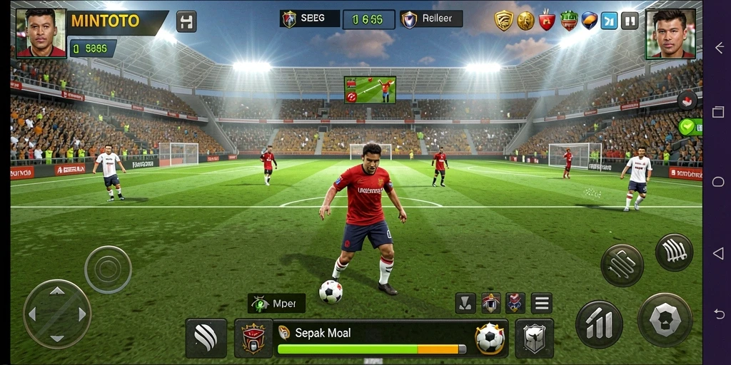 Tampilan gameplay MINTOTO yang seru dan menyenangkan dalam sepak bola.