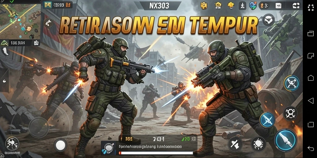 Gameplay NX303 menampilkan pertarungan epik antara karakter di arena.