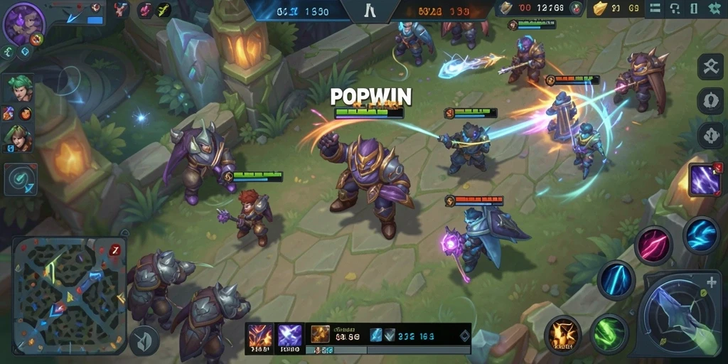 Gameplay intens dan strategis dari POPWIN di arena pertempuran.