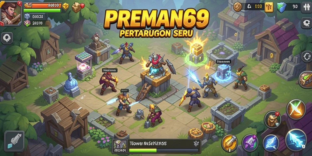 Screenshot menunjukkan aksi seru dalam game Tower Defense.