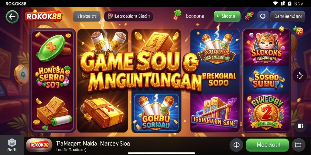 Tampilan gameplay seru ROKOK88 dengan banyak fitur menarik.