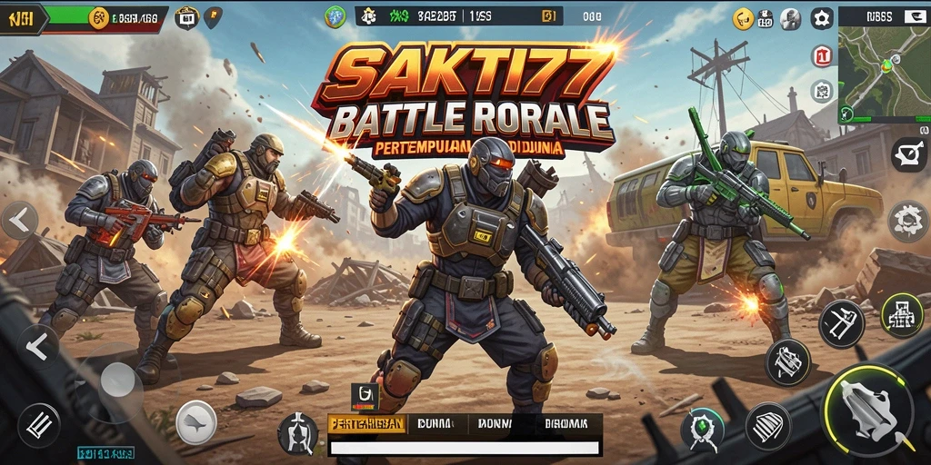 Tampilan gameplay SAKTI77 dalam pertempuran Battle Royale yang seru.