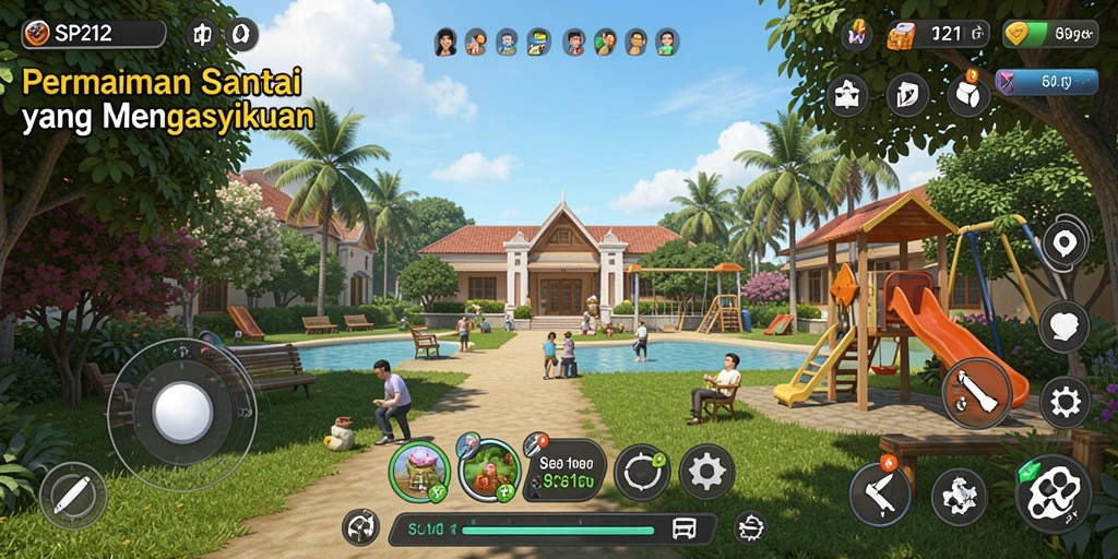 Screenshot gameplay SP212 yang menarik dan penuh warna.