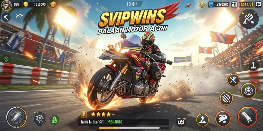 Tampilan menegangkan dari gameplay balapan motor SVIPWINS.