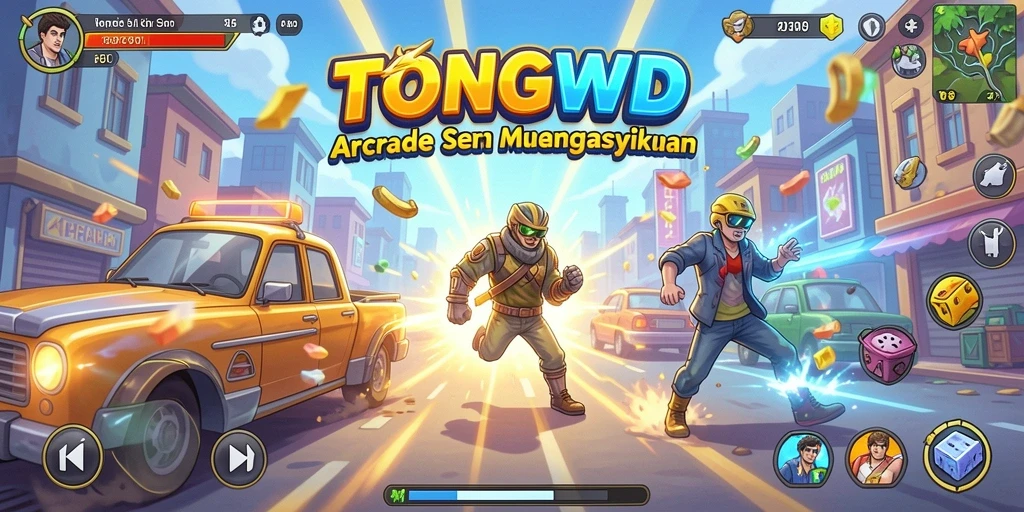 Screenshot utama TONGWD menampilkan aksi gameplay Arcade yang menegangkan.