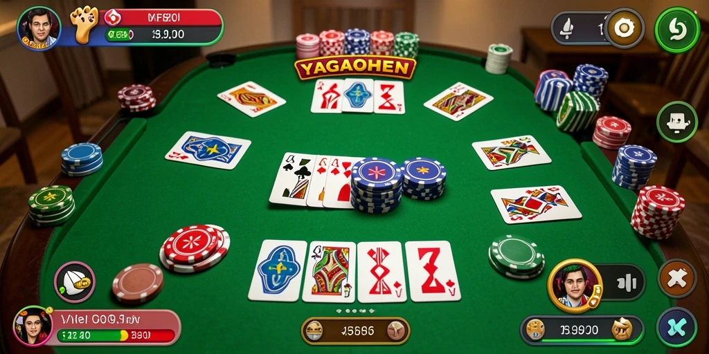 Tampilan gameplay seru dalam YAGAOHEN dengan kartu Gaple.